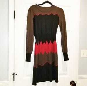 THML sweater dress medium xmas chevron flame pattern